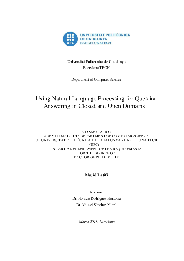 (PDF) Using natural language processing for question answering in ...