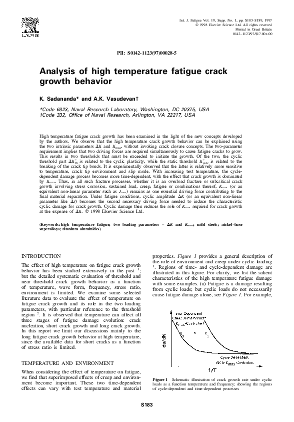 (PDF) Analysis of high temperature fatigue crack growth behavior