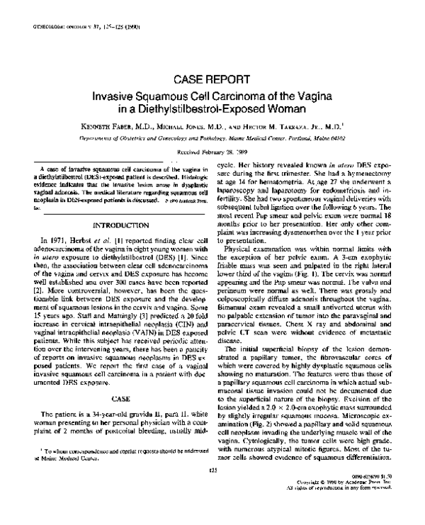 (PDF) Invasive squamous cell carcinoma of the vagina in a ...