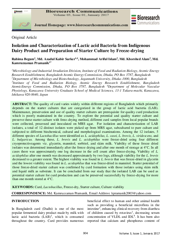 (PDF) Isolation and Characterization of Lactic acid Bacteria from ...