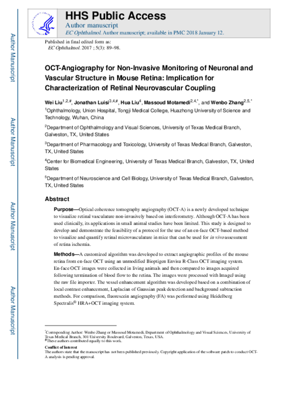 (PDF) OCT-Angiography for Non-Invasive Monitoring of Neuronal and ...