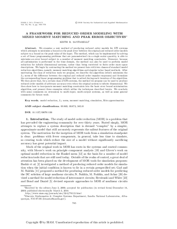 (PDF) A Framework for Reduced Order Modeling with Mixed Moment Matching ...