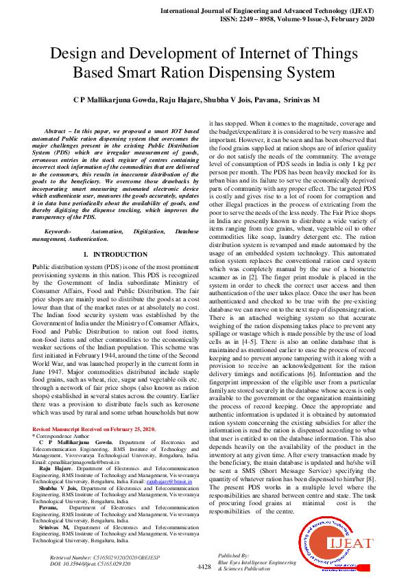 (PDF) Design and Development of Internet of Things Based Smart Ration ...