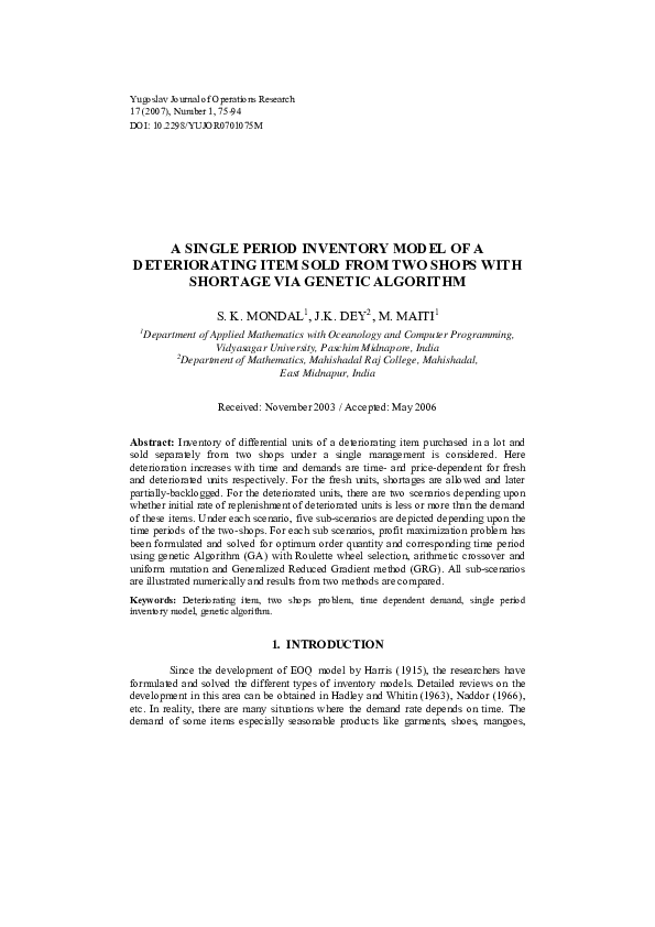 (PDF) A single period inventory model of a deteriorating item sold from ...
