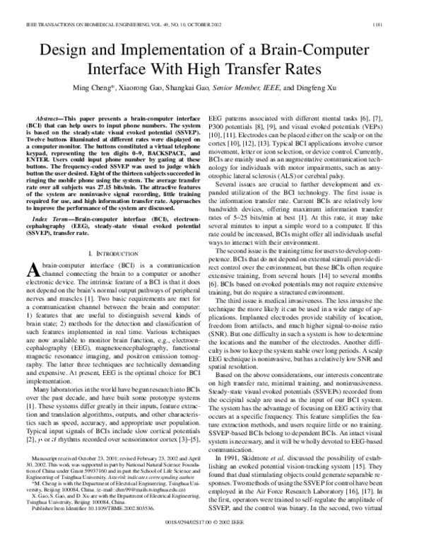 (PDF) Design and Implementation of a Brain-Computer Interface With High ...