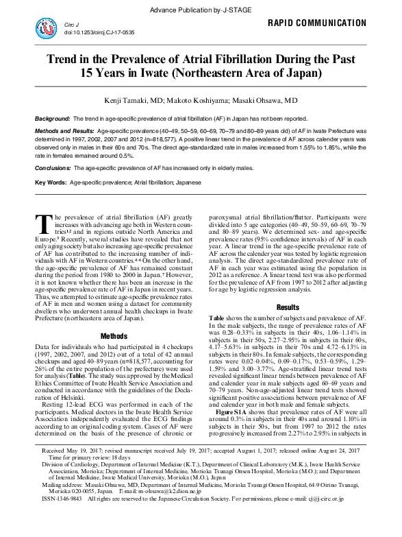(PDF) Trend in the Prevalence of Atrial Fibrillation During the Past 15 ...