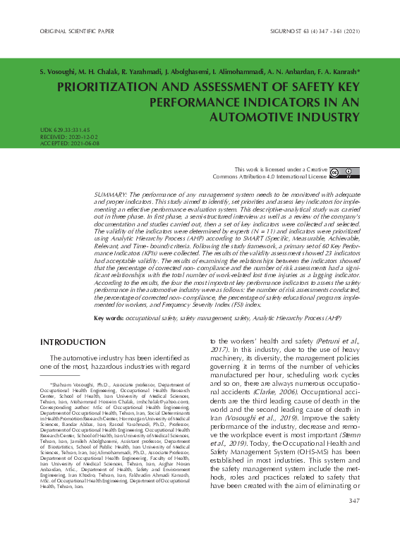 (PDF) Prioritization and assessment of safety key performance ...