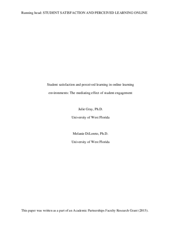 (PDF) Student satisfaction and perceived learning in online learning ...