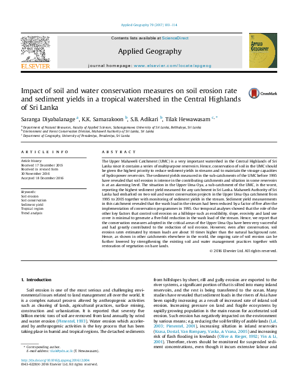 (PDF) Impact of soil and water conservation measures on soil erosion ...