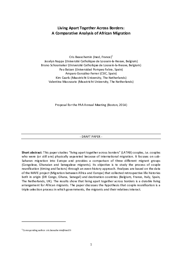 (PDF) Living Apart Together Across Borders : A Comparative Analysis of ...