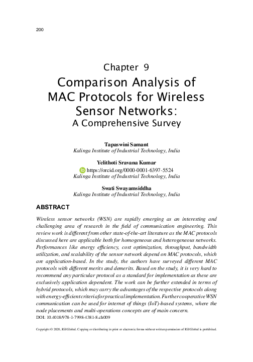 (PDF) Comparison Analysis of MAC Protocols for Wireless Sensor Networks