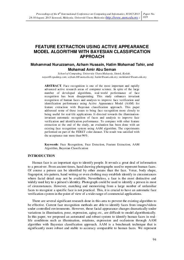 (PDF) Feature Extraction Using Active Appearance Model Algorithm with ...
