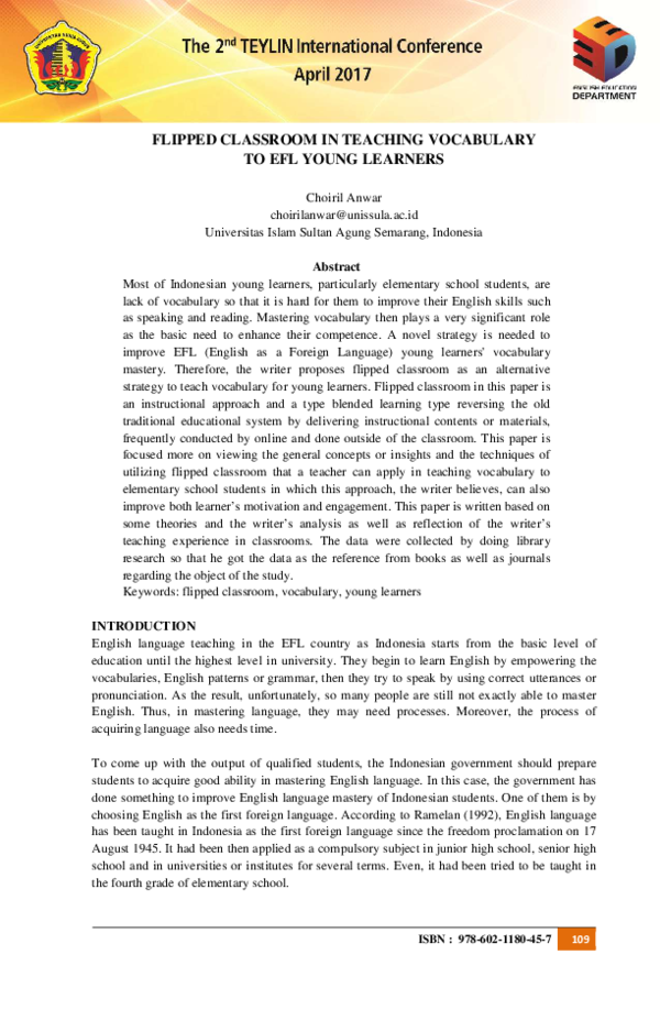 (PDF) Flipped Classroom in Teaching Vocabulary to EFL Young Learners