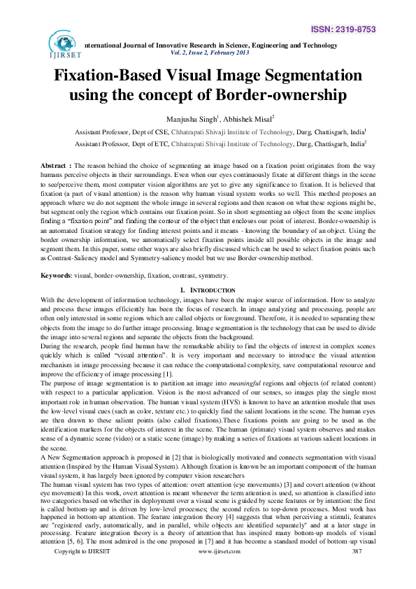(PDF) Fixation-Based Visual Image Segmentationusing the concept of ...