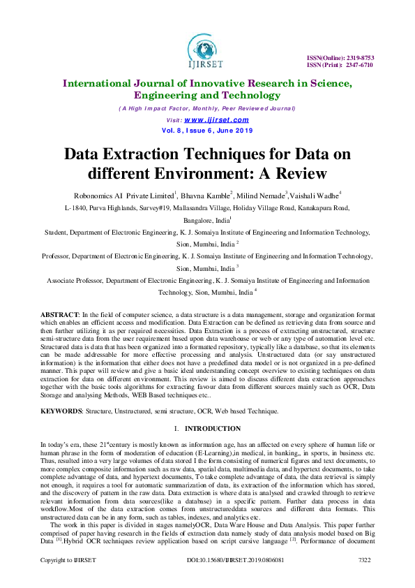 (PDF) Data Extraction Techniques for Data on different Environment : A ...