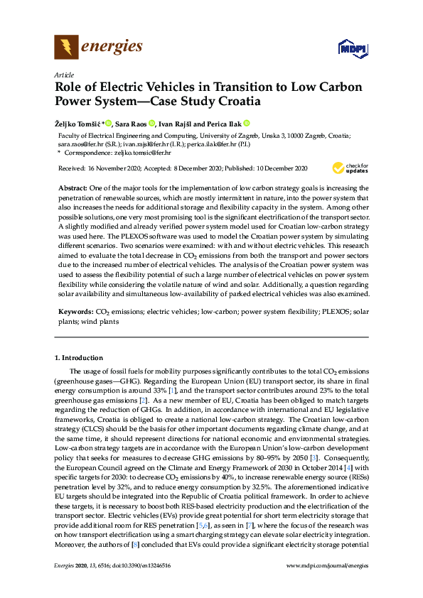 (PDF) Role of Electric Vehicles in Transition to Low Carbon Power ...
