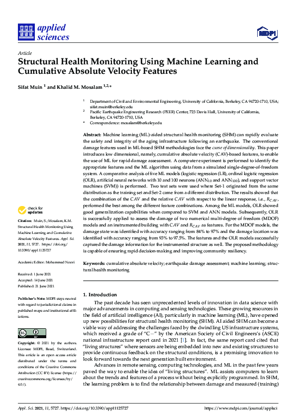 (PDF) Structural Health Monitoring Using Machine Learning and ...