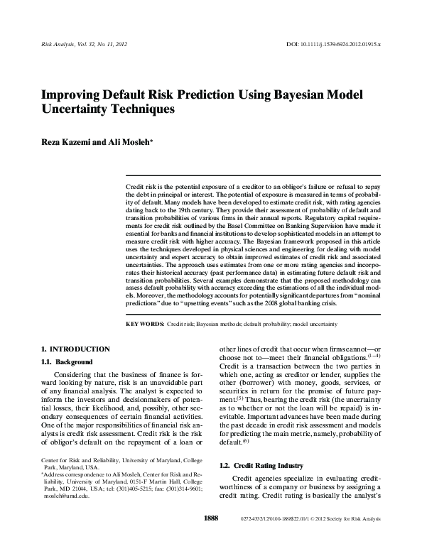 (PDF) Improving Default Risk Prediction Using Bayesian Model ...