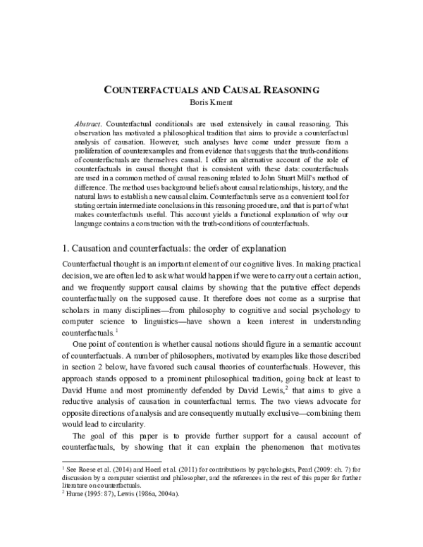 (PDF) Counterfactuals and Causal Reasoning