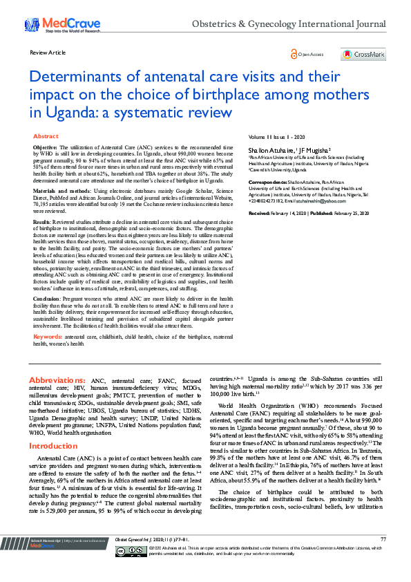 (PDF) Determinants of antenatal care visits and their impact on the ...