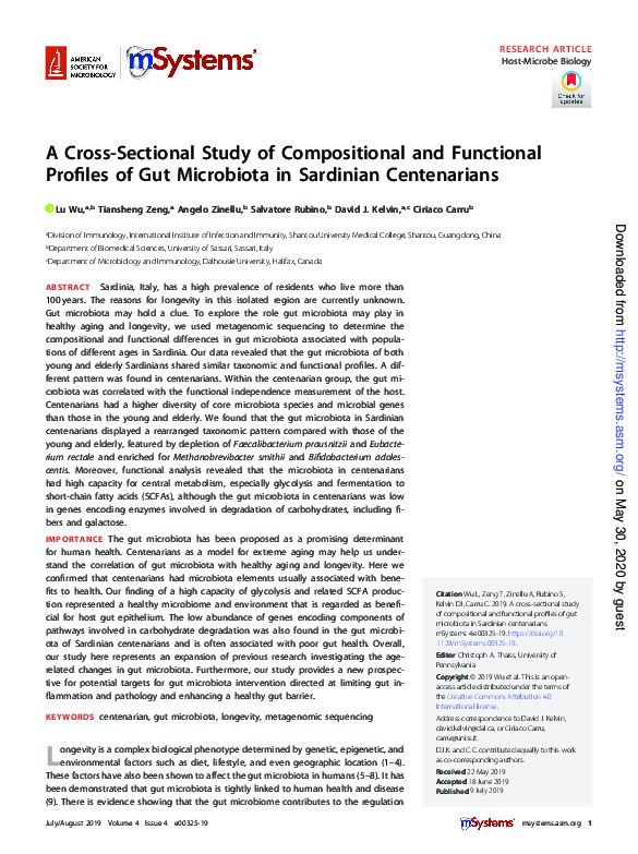 (PDF) A CrossSectional Study of Compositional and Functional Profiles