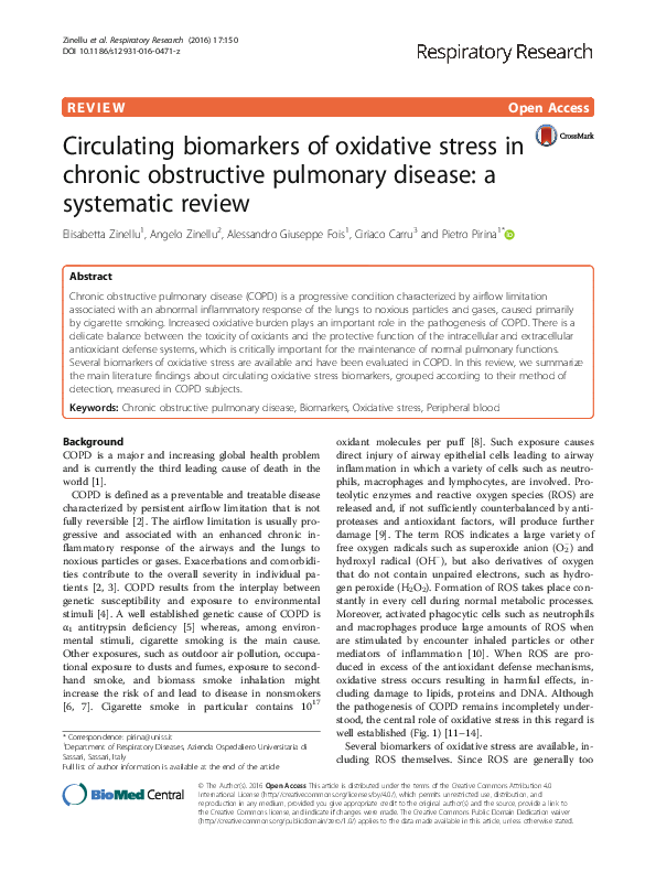 (PDF) Circulating biomarkers of oxidative stress in chronic obstructive ...