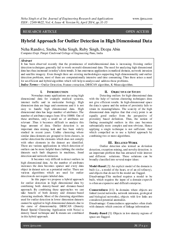 (PDF) Hybrid Approach for Outlier Detection in High Dimensional Data