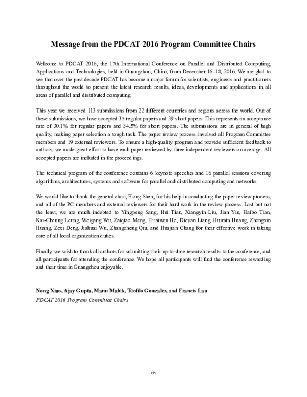 (PDF) Message from the Program Committee Chairs