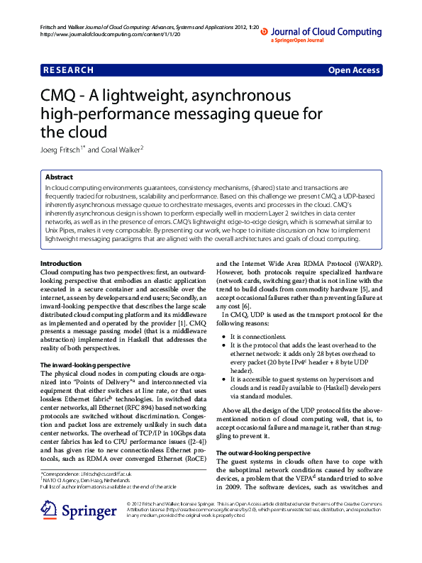 (PDF) CMQ-A lightweight, asynchronous high-performance messaging queue ...