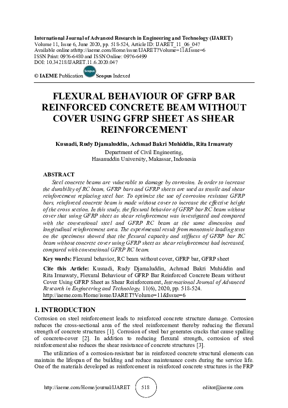 (PDF) Flexural Behavior of GFRP Bar Reinforced Concrete Beam Without ...