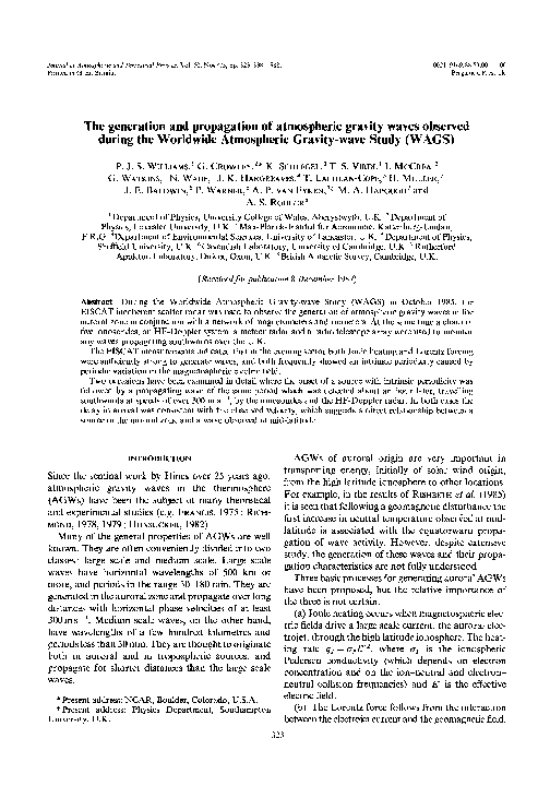 (PDF) The generation and propagation of atmospheric gravity waves ...