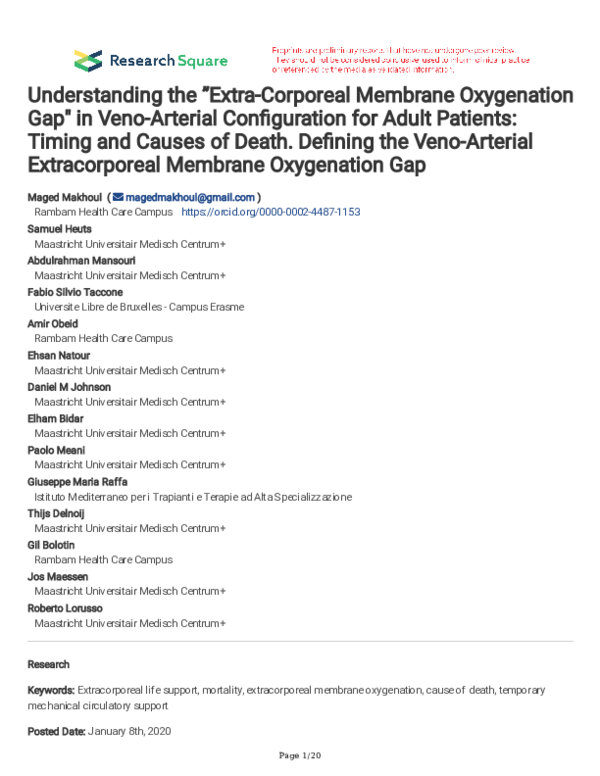 (PDF) Understanding the ”Extra-Corporeal Membrane Oxygenation Gap" in ...