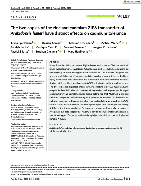 (PDF) The two copies of the zinc and cadmium ZIP6 transporter of ...
