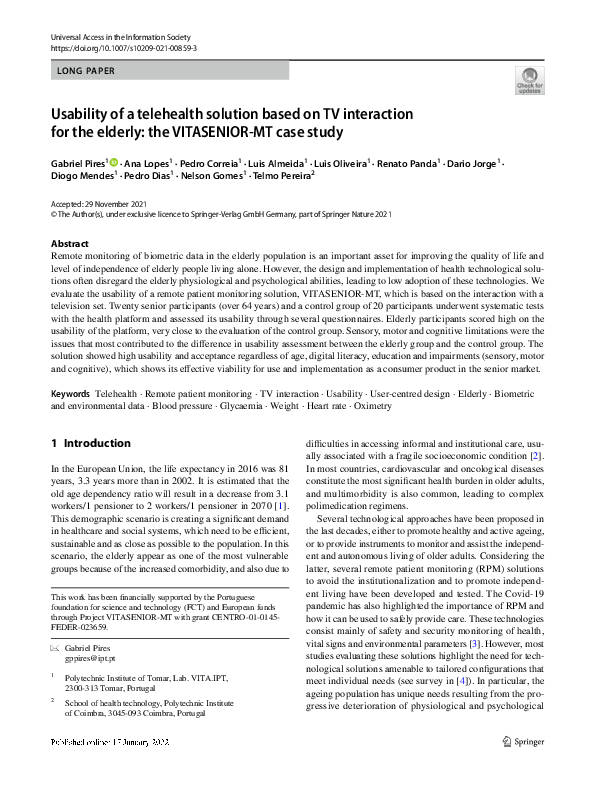 (PDF) Usability of a telehealth solution based on TV interaction for ...