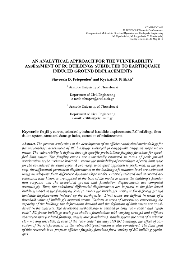 (PDF) An Analytical Approach for the Vulnerability Assessment of RC ...