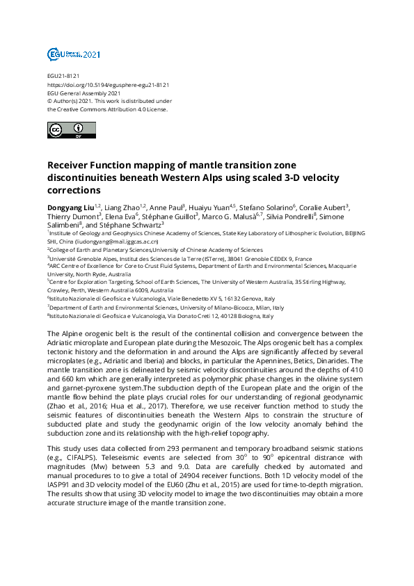 (PDF) Receiver Function mapping of mantle transition zone ...