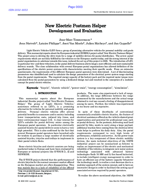 (PDF) New electric postmen helper development and evaluation