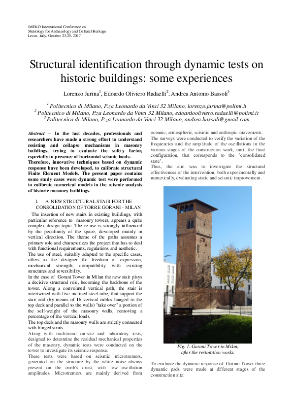 (PDF) Structural identification through dynamic tests on historic ...