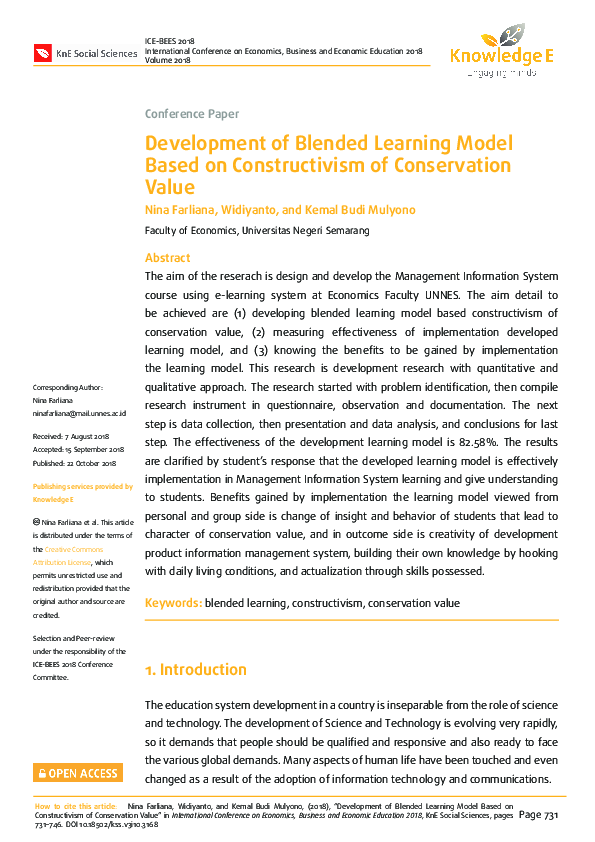 (PDF) Development of Blended Learning Model Based on Constructivism of ...