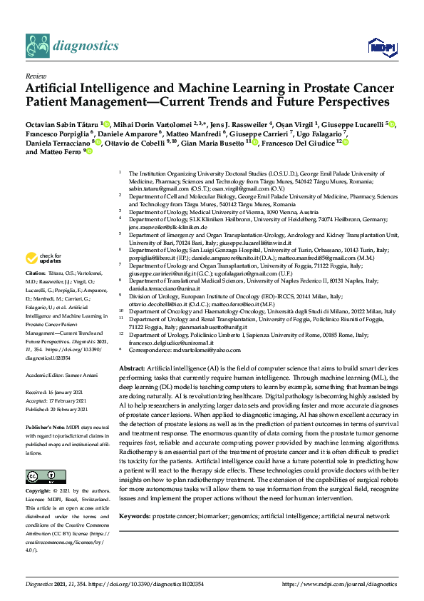 (PDF) Artificial Intelligence and Machine Learning in Prostate Cancer ...