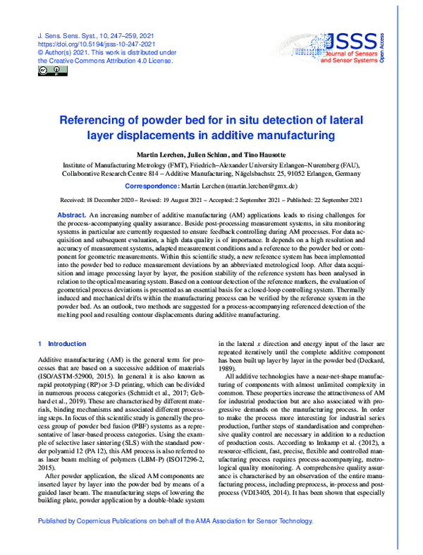 (PDF) Referencing of powder bed for in situ detection of lateral layer ...