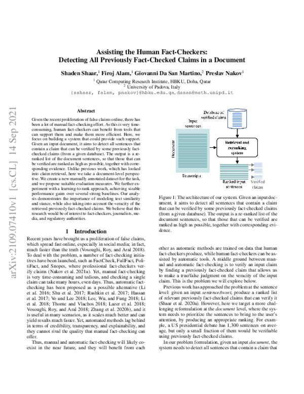(PDF) Assisting the Human Fact-Checkers: Detecting All Previously Fact ...