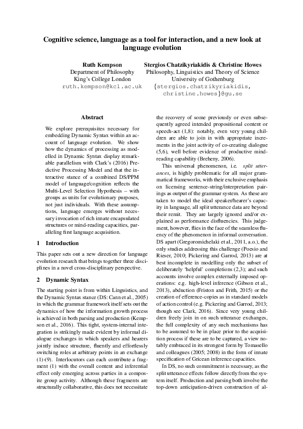 (PDF) Cognitive science, language as a tool for interaction, and a new ...