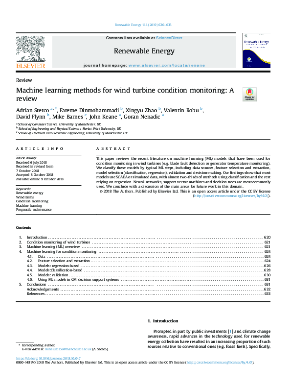 (PDF) Machine learning methods for wind turbine condition monitoring: A ...