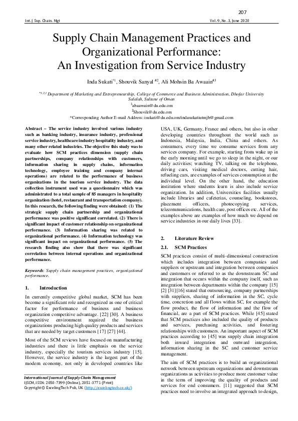 (PDF) Supply Chain Management Practices and Organizational Performance ...