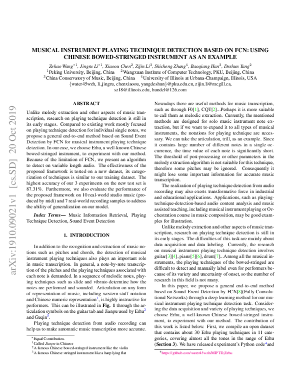 (PDF) Musical Instrument Playing Technique Detection Based on FCN ...