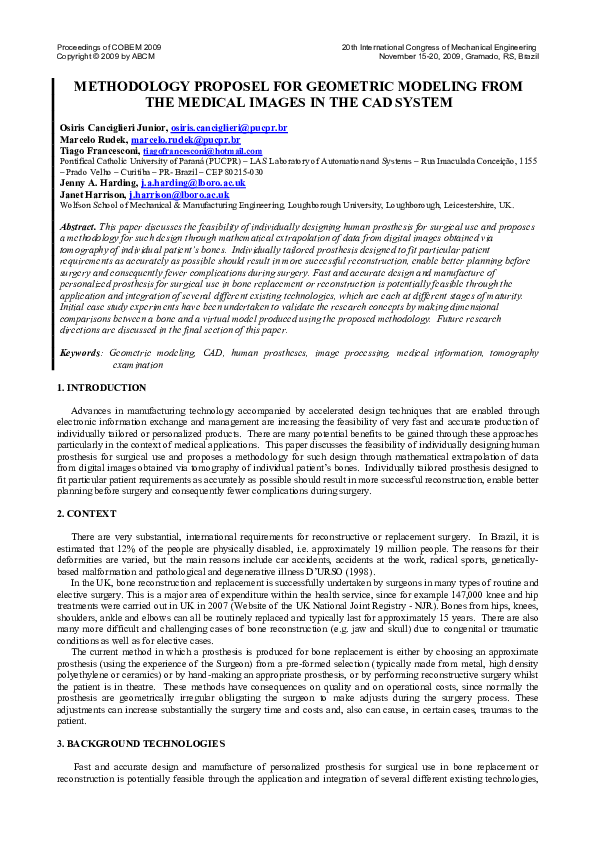 (PDF) Methodology Proposel for Geometric Modeling from the Medical ...