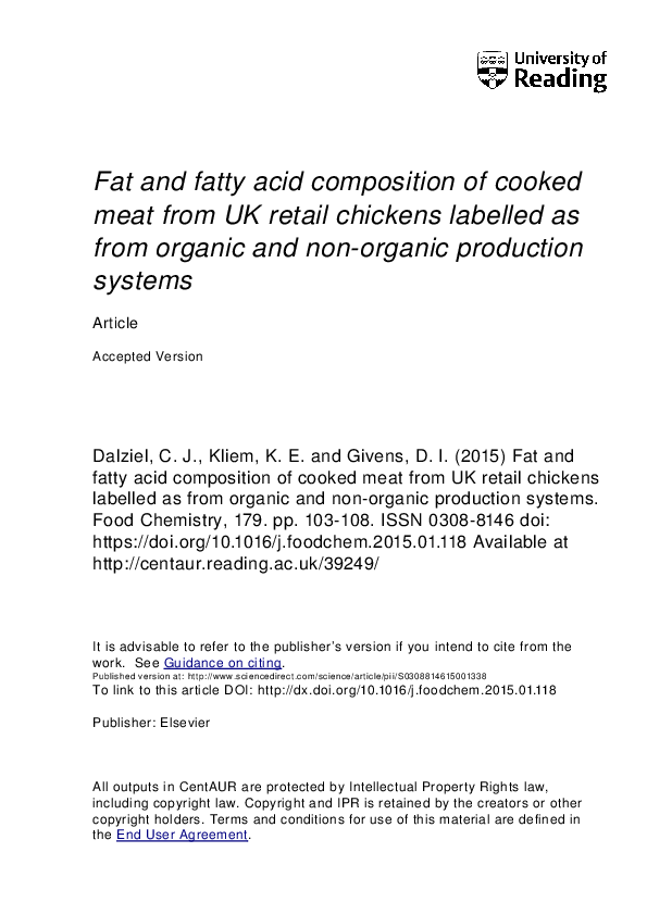 (PDF) Fat and fatty acid composition of cooked meat from UK retail ...