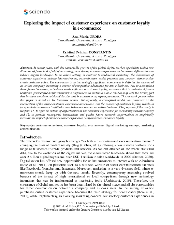 (PDF) Exploring the impact of customer experience on customer loyalty ...