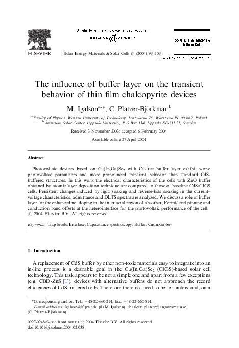 (PDF) The influence of buffer layer on the transient behavior of thin ...